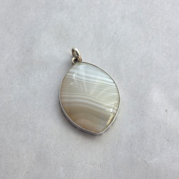 Jay King DTR Sterling Silver 925 Lace Agate Pendant Fasceted Stone New Signed - Picture 7 of 11